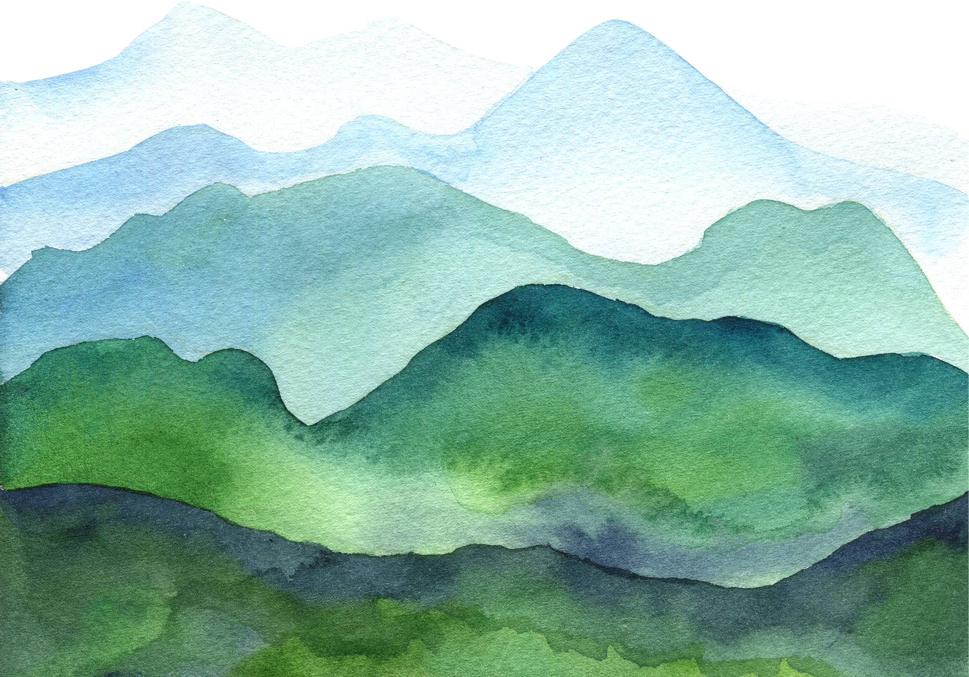 Watercolor Landscape with Mountains